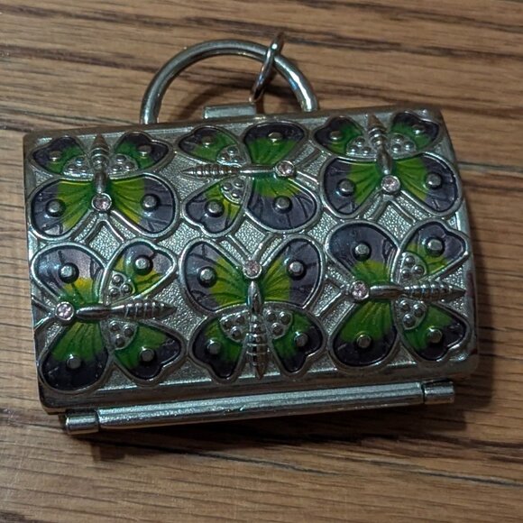 Vintage Judith Leiber for Neiman Marcus Butterfly Pill box And Key Chain - Picture 5 of 9